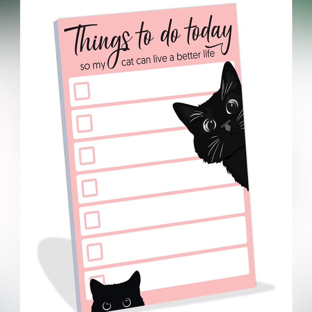 Funny Black Cat Small “TO DO LIST” Sticky Post It Notes 
50 Pages 4”x 6”